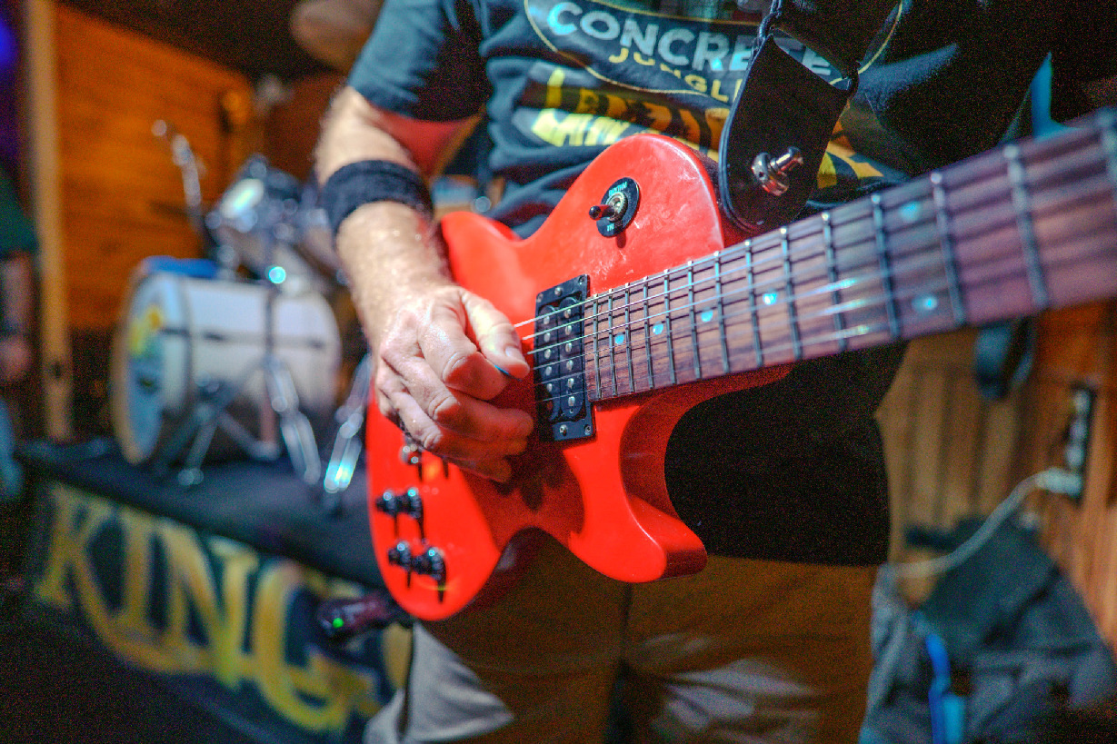 Electric guitar being played live at Kings Lanzarote